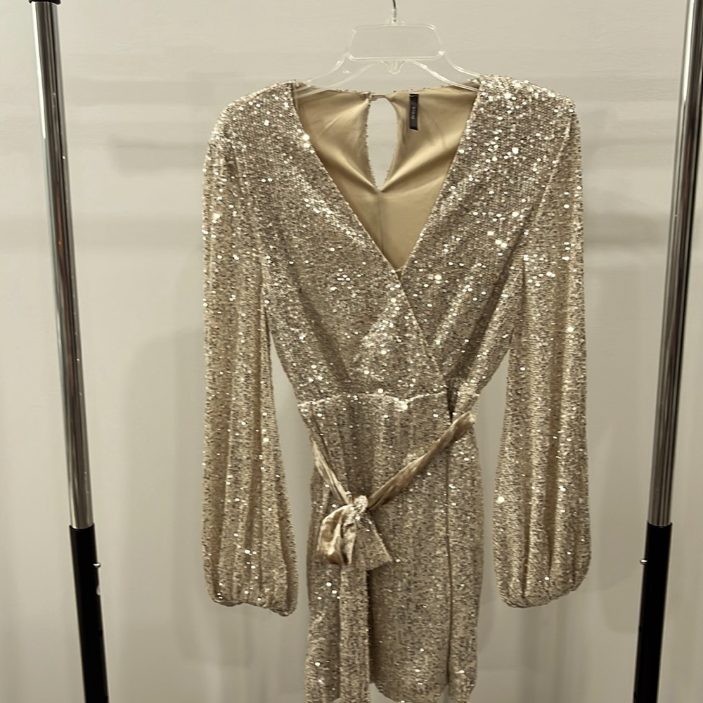 Gold sequin cocktail dress